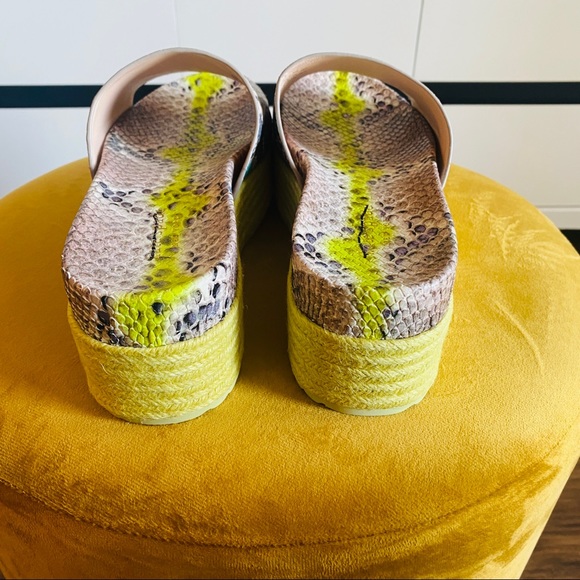 ✨✨✨ Kate Spade Multicolor Iridescent Genuine Leather Snake Print FlatForm Slide - Picture 4 of 5